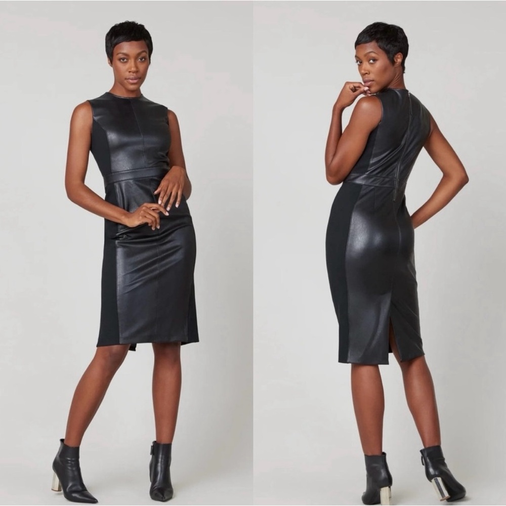 NWT Spanx 20393R Leather-Like Combo Dress